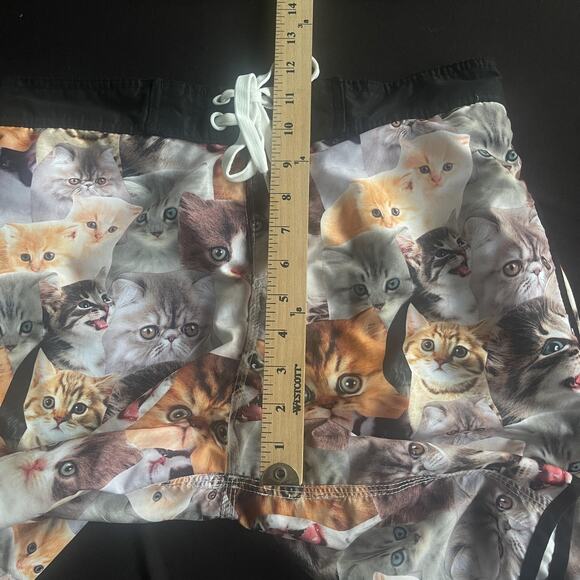 Bioworld Swim Trunks Mens Medium All Over Cat Kitten Print Shorts Mesh Lined - Picture 10 of 11